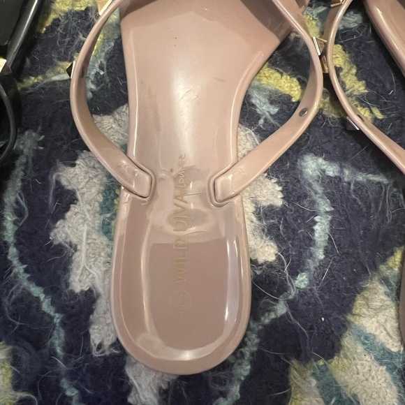 Two Pairs of Size 7 Wild Diva Studded Jelly Slides - Picture 5 of 6